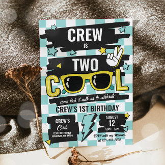 Zwei Coole Sonnenbrillen 2. Geburtstag Party Einladung