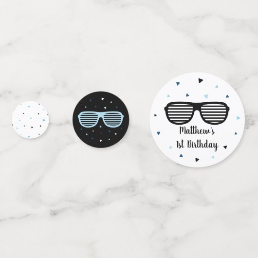 Zwei Coole Sonnenbrillen Junge Geburtstag Konfetti (Vorderseiten)