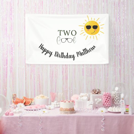 Zwei Coole Sunglass 2. Geburtstag einfach Banner (Party)