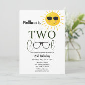 Zwei Coole Sunglass 2. Geburtstag Einfache Einladu Einladung (Stehend Vorderseite)