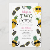 Zwei Coole Sunglass Girl 2. Geburtstag Einladung (Vorne/Hinten)