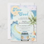 Zwei Coole Surf Beach Retro Surfen am zweiten Gebu Einladung (Vorderseite)