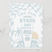 Zwei Coole Surfbrett 2. Geburtstag Party Einladung (Vorne/Hinten)