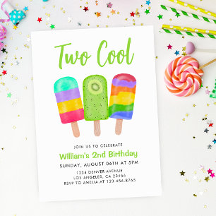 Zwei Coole Sweet Colorful Ice Pops Junge Geburtsta Einladung