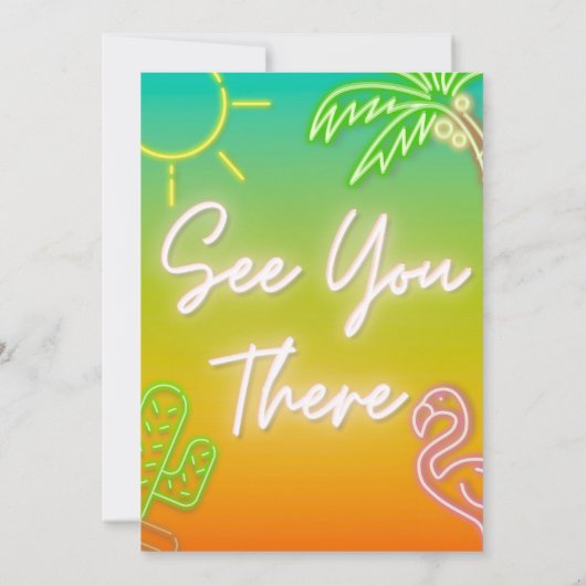 Zwei Coole tropische Neon Pool-Party Einladung (Rückseite)