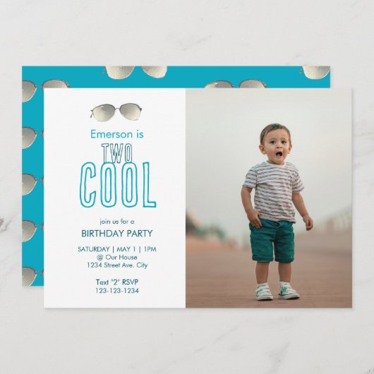 Zwei Coole zweite Einladung zum Geburtstag (Vorne/Hinten)