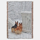 Zwei Corgis im Schnee Decke (Vorderseite Vertikal)