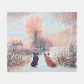 Zwei Corgis im Schnee Fleecedecke (Vorderseite (Horizontal))