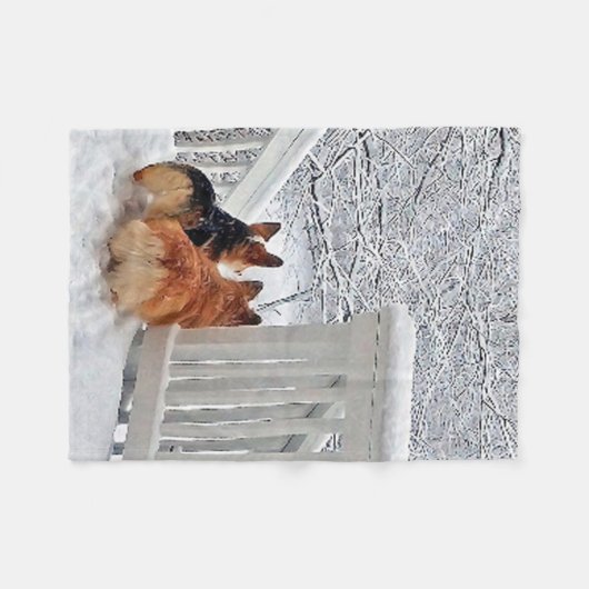 Zwei Corgis im Schnee Fleecedecke (Vorderseite (Horizontal))