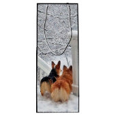 Zwei Corgis im Winter Geschenktüte Für Weinflaschen (Rückseite)