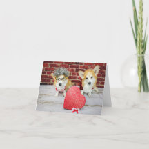 Zwei Corgis mit Candy Valentins Grußkarte