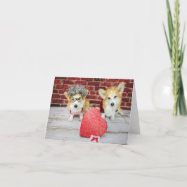 Zwei Corgis mit Candy Valentins Grußkarte Karte
