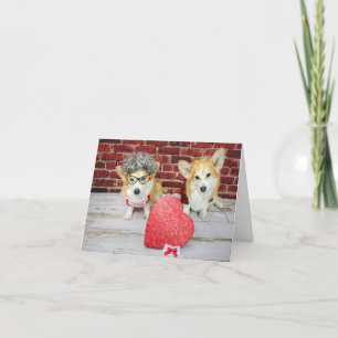 Zwei Corgis mit süßer Valentinsgrußkarte Karte