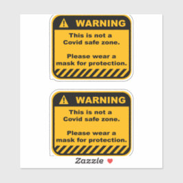 Zwei Covid-Warnkleber Aufkleber