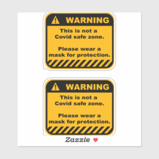 Zwei Covid-Warnkleber Aufkleber