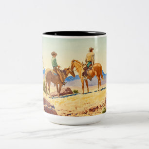Zwei Cowboys zu Pferden von Maynard Dixon Zweifarbige Tasse