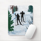 Zwei Cross Country-Skifahrer Mousepad (Mit Mouse)