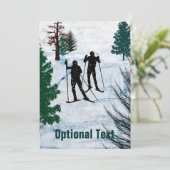 Zwei Cross Country-Skifahrer-Schnee-Sturm - Einladung (Stehend Vorderseite)