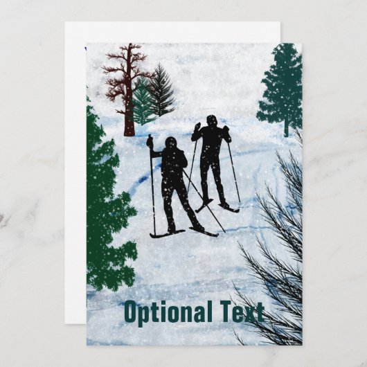 Zwei Cross Country-Skifahrer-Schnee-Sturm - Einladung (Vorne/Hinten)