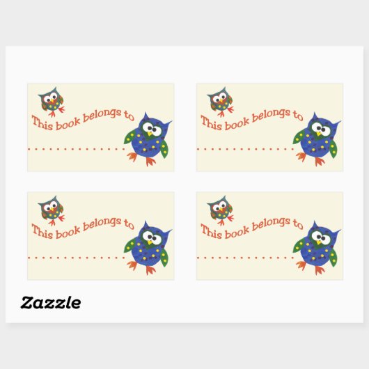 Zwei-Cute-Owls-Buchzeichen Rechteckiger Aufkleber (Blatt)