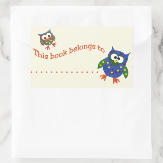 Zwei-Cute-Owls-Buchzeichen Rechteckiger Aufkleber (Tasche)