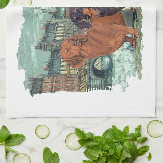 Zwei Dackeln in der Stadt Handtuch (Gefaltet)