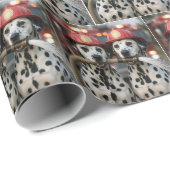 Zwei Dalmatiner-Hunde halten einen Feuerwehrschlau Geschenkpapier (Rolleneckpunkt)