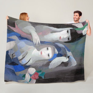 Zwei Dame und Dove, Marie Laurencin Fleecedecke