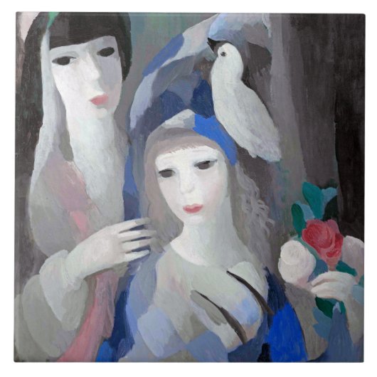 Zwei Dame und Dove, Marie Laurencin Fliese (Vorderseite)