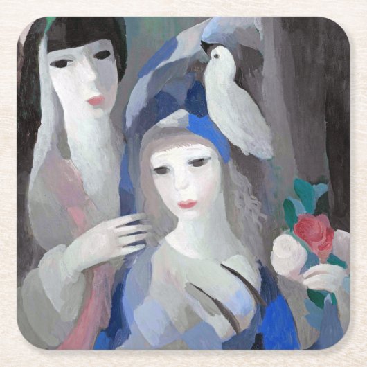 Zwei Dame und Dove, Marie Laurencin Rechteckiger Pappuntersetzer (Vorderseite)