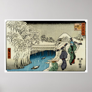 Zwei Damen, die im Schnee sich unterhalten Poster