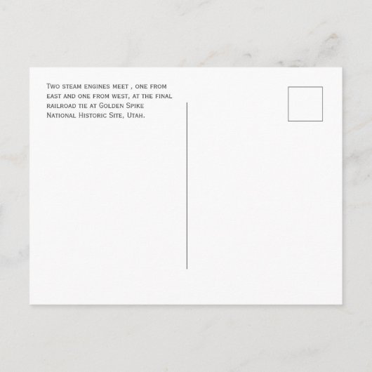 Zwei Dampfloks, Ost trifft West, Goldener Motor Postkarte (Rückseite)
