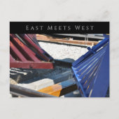 Zwei Dampfloks, Ost trifft West, Goldener Motor Postkarte (Vorderseite)