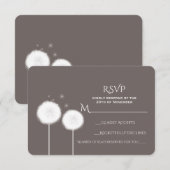 Zwei Dandela Taupe Rustic Wedding RSVP Karte (Vorne/Hinten)
