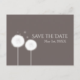Zwei Dandela Taupe Rustikales Land Save the Date Ankündigungspostkarte