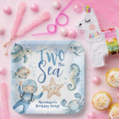 Zwei Das Meer! Niedlicher Boy Blue Ocean Geburtsta Pappteller (Party)