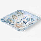 Zwei Das Meer! Niedlicher Boy Blue Ocean Geburtsta Pappteller (Gewinkelt)