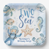 Zwei Das Meer! Niedlicher Boy Blue Ocean Geburtsta Pappteller (Vorderseite)