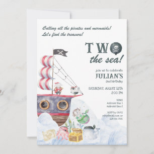 Zwei das Seeräuberschiff Mermaid 2. Geburtstag Par Einladung
