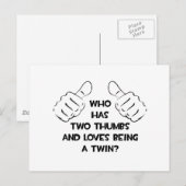 Zwei Daumen .. Twin Postkarte (Vorne/Hinten)