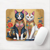 Zwei dekorative Blumenkatzen Mousepad (Mit Mouse)