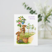 Zwei dekorative Kaninchen Postkarte (Stehend Vorderseite)