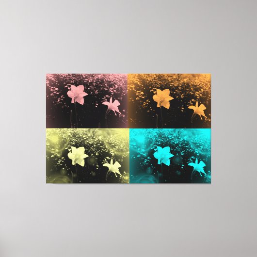 Zwei delikate Blume in Rosa, Blau, Gelb, Marsal Leinwanddruck (Vorderseite)