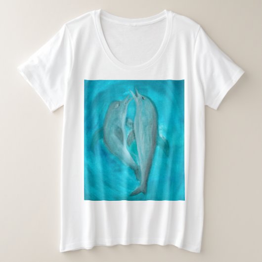 Zwei Delphine spielen frei und wild im Ozean Große Größe T-Shirt (Design vorne)