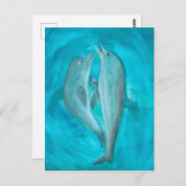 Zwei Delphine spielen frei und wild im Ozean Postkarte (Vorne/Hinten)