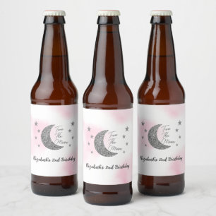 Zwei dem Mond 2. Geburtstags-Bierflaschenetikett Bierflaschenetikett