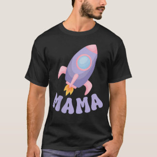 Zwei dem Mond Mama des Geburtstagsmädchen Astronau T-Shirt