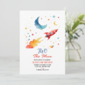 Zwei der 2. Geburtstage Einladung Rocket & Star (Stehend Vorderseite)