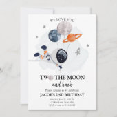 Zwei der Astronauten Weltraum Junge 2. Geburtstag  Einladung (Vorderseite)