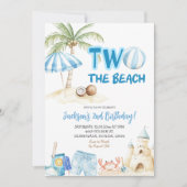 Zwei der Beach Coastal Theme Boy zum zweiten Gebur Einladung (Vorderseite)